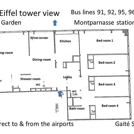 Unique View On The Eiffel Tower At Montparnasse Appartement